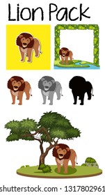 Un paquete de ilustraciones de leones