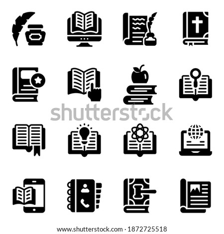 Pack of Literature in Solid Icons