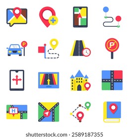 Pack of Location Flat icon 

