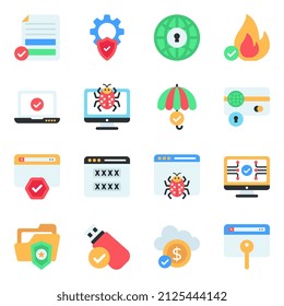 Paquete de iconos planos de seguridad y bloqueo

