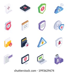 Pack of Lock and Security Isometric Icons