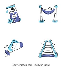 Pack of Lodging Services Doodle Icons

