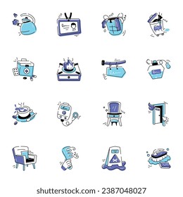 Pack of Lodging Services Doodle Icons

