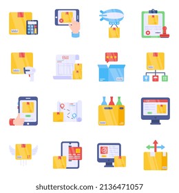 Paquete de iconos logísticos y planos de carga


