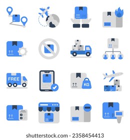 Pack of Logistic and Cargo Flat Icons 

