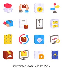 Paquete de iconos logísticos y planos de carga 

