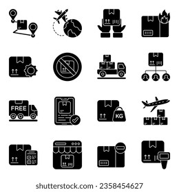 Paquete de iconos de glifos de logística y carga 

