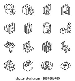 
Pack of Logistic, Cargo and Shipment Glyph Isometric Icons 