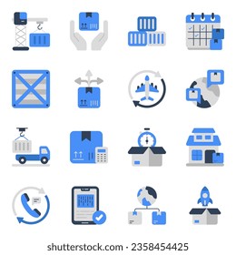 Paquete de iconos planos de entrega logística 

