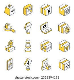 Paquete de iconos logísticos y planos de dirección
