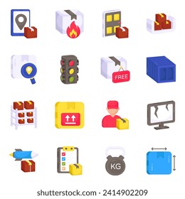 Pack of Logistic Flat Icons 

