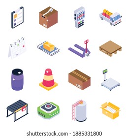 
Pack of Logistic Service in Modern Isometric Design