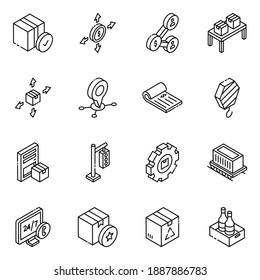 
Paquete de iconos isométricos del glifo de logística y envío 