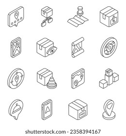 Pack of Logistic and Shipment line Icons
