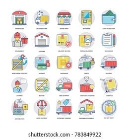 
Pack Of Logistics Delivery Flat Icons

