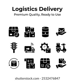 Pack of logistics and delivery icons in trendy design style