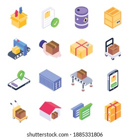 Pack of Logistics in Modern Isometric Design