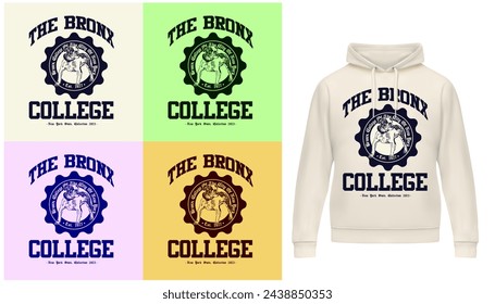 pack logo slogan graphic, art print college, retro college university with sport, shield and dog. city the bronx new york, yankee, health and fitness club summer SS23 tennis crest sport 