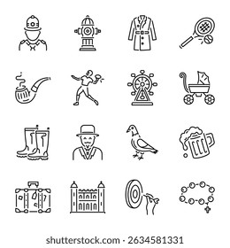 Pacote de Londres Cultura Linear Ícones de Estilo 

