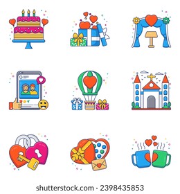 Pack of Love and Dating Flat Icons

