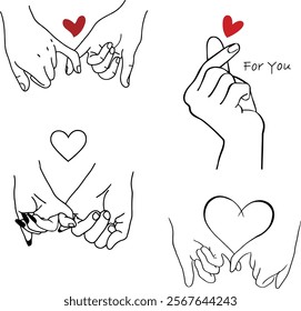 Pack love heart with fingers vector