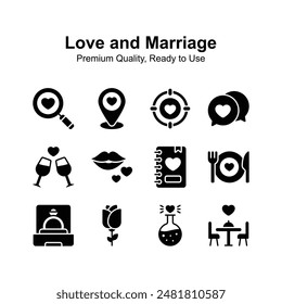 Pack of love and marriage icons in unique style, premium quality ready to use