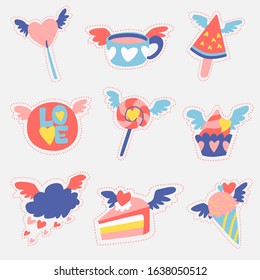 Pack of love stickers, Valentines labels set.