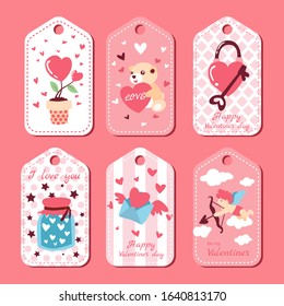 Pack of love tags, Valentines labels set.