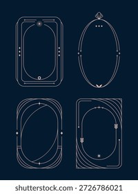 Pacote de luxo azul marinho arredondado e oval armações de arte de linha para design minimalista