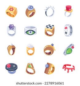 Paquete de iconos planos de anillos mágicos 

