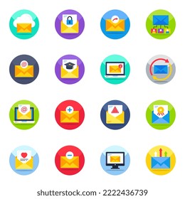 Pack of Mail and Correspondence Flat Icons 
