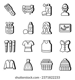 Pack of Makeup Accessories vector Icons

