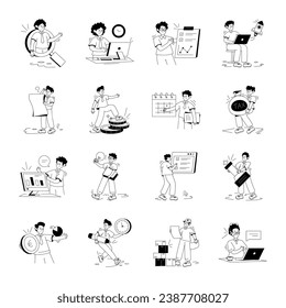 Pack of Manager Tasks Glyph Illustrations 

