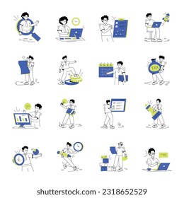 Ilustraciones de la línea de tareas del módulo de administración 

