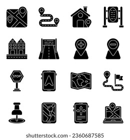 Paquete de glifos de mapa en iconos 

