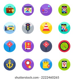 Pack of Map and Navigation Flat Icons 


