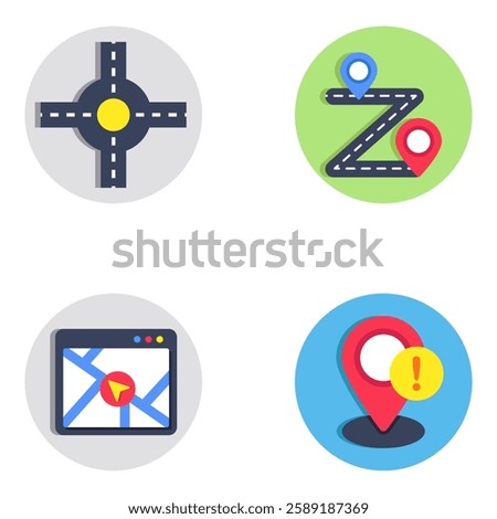 Pack of Maps and Gps Flat icon 

