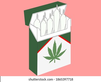 Paquete de puros de marihuana con fondo verde