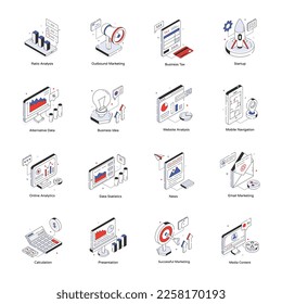 Pack of Marketing Isometric Icons 
