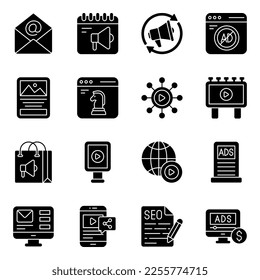 Pack of Marketing and Promotion Solid Icons

