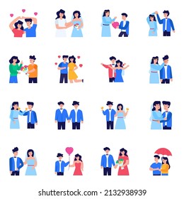 Pack of Marriage Flat Icons 

