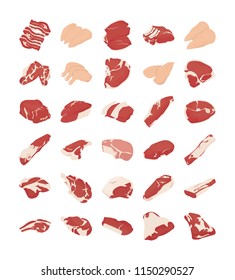 A Pack of Meat Flat Vector Icons 