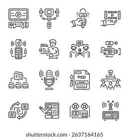 Pack of Media Devices Outline Style Icons 

