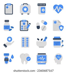 Paquete de iconos planos médicos 

