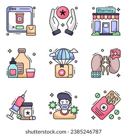 Pack of Medical and Healthcare Flat Icons 

