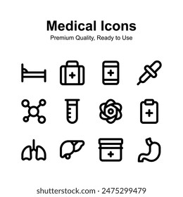 Pack de iconos médicos en estilo moderno, conjunto de Vectores premium