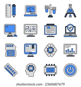 Paquete de iconos planos médicos y de laboratorio