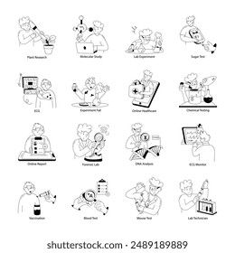 Pack de Mini Ilustraciones de Pruebas Médicas y de Laboratorio Doodle 

