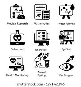 Pack of Medical and Science Glyph Icons 