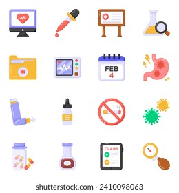 Paquete de herramientas médicas Iconos planos 

